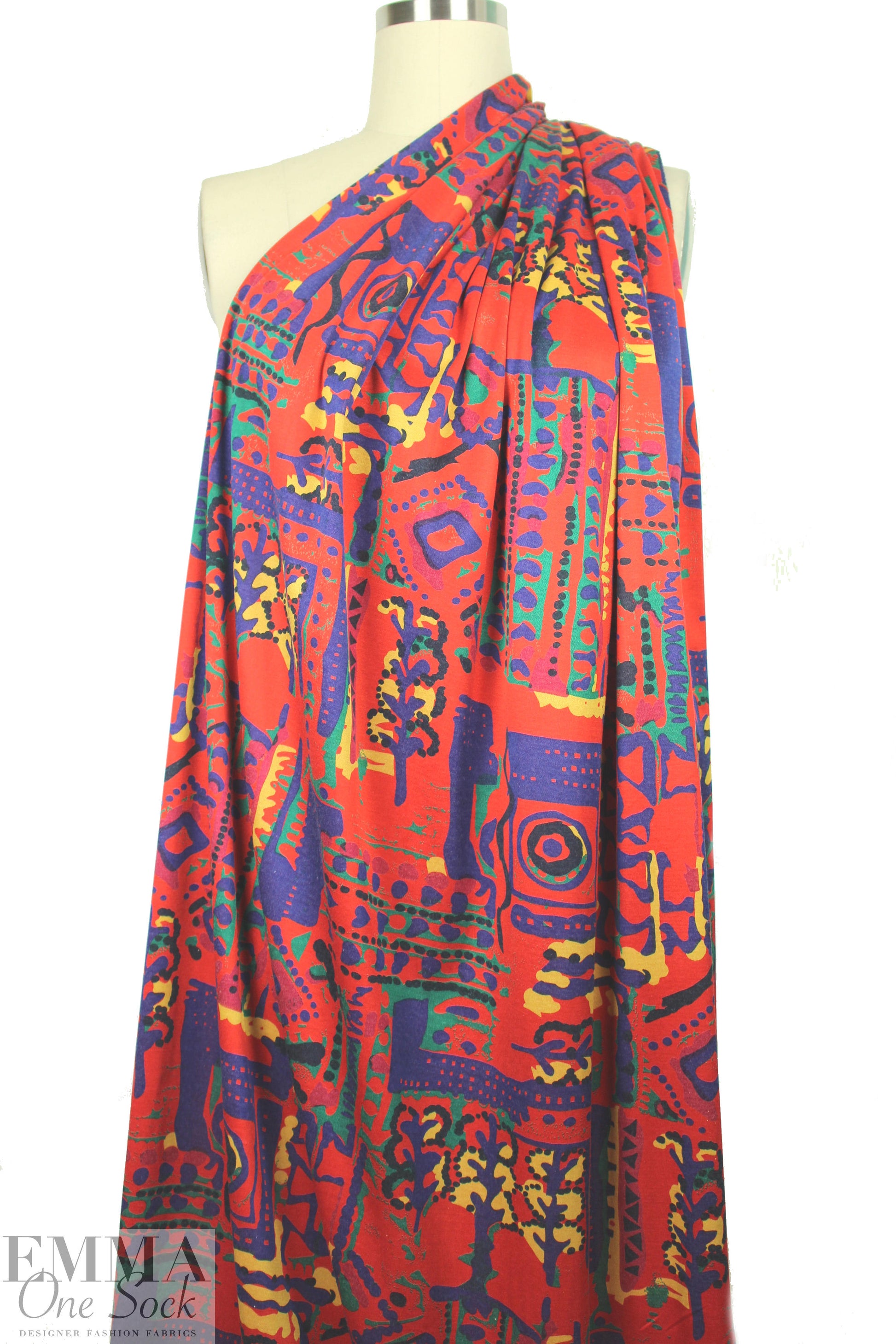 NY designer graphic silk jersey - vintage
