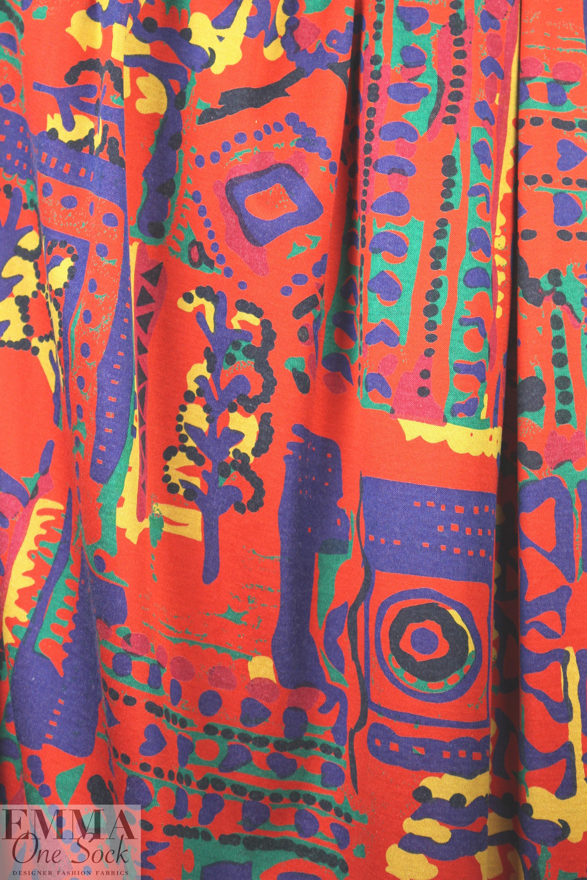 NY designer graphic silk jersey - vintage