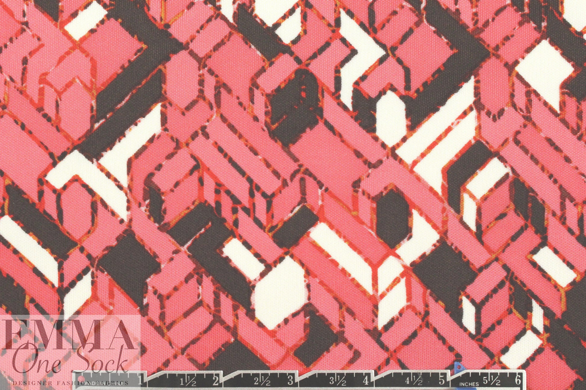 NY designer viscose matte jersey - rouge graphic