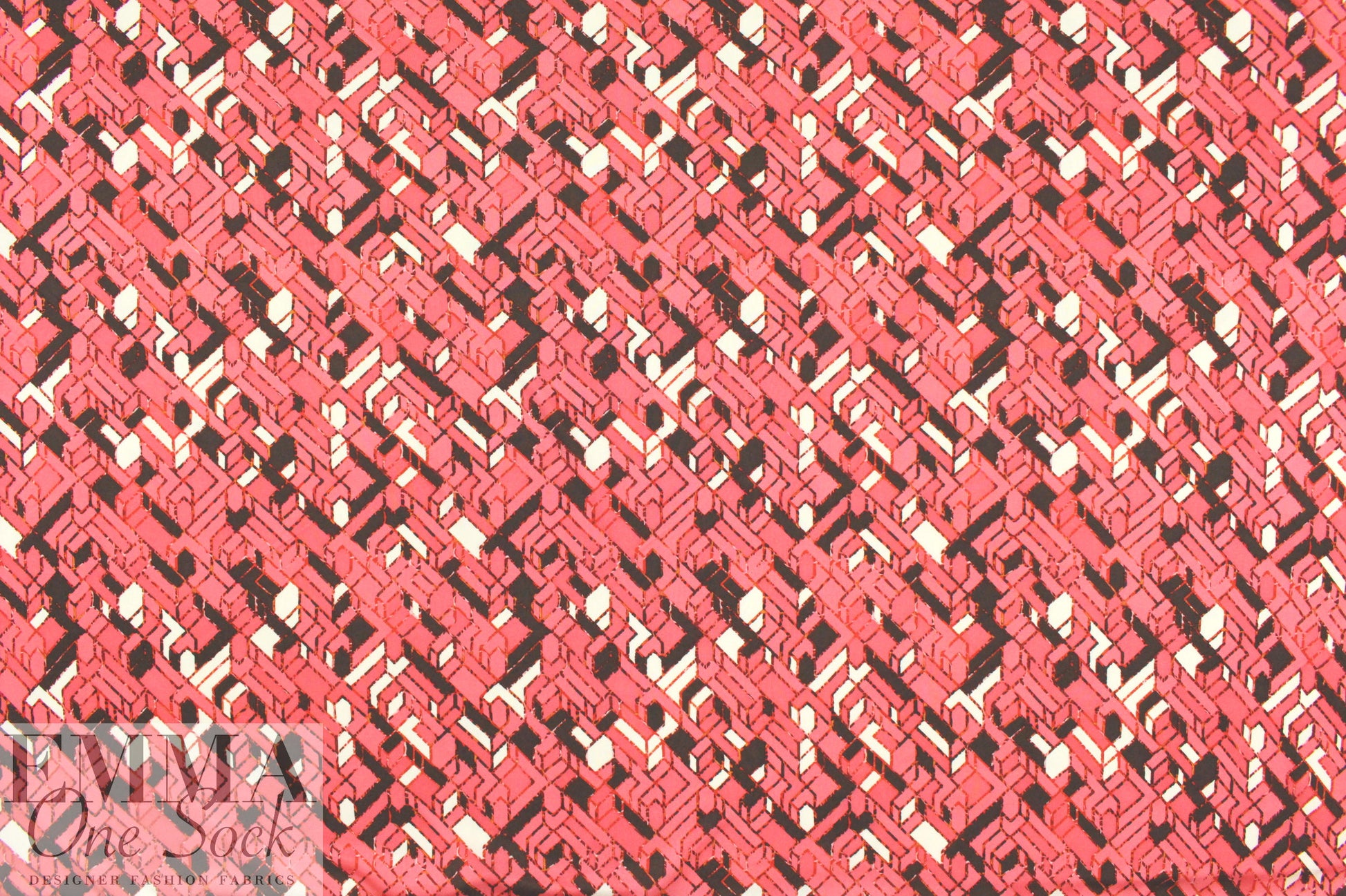 NY designer viscose matte jersey - rouge graphic