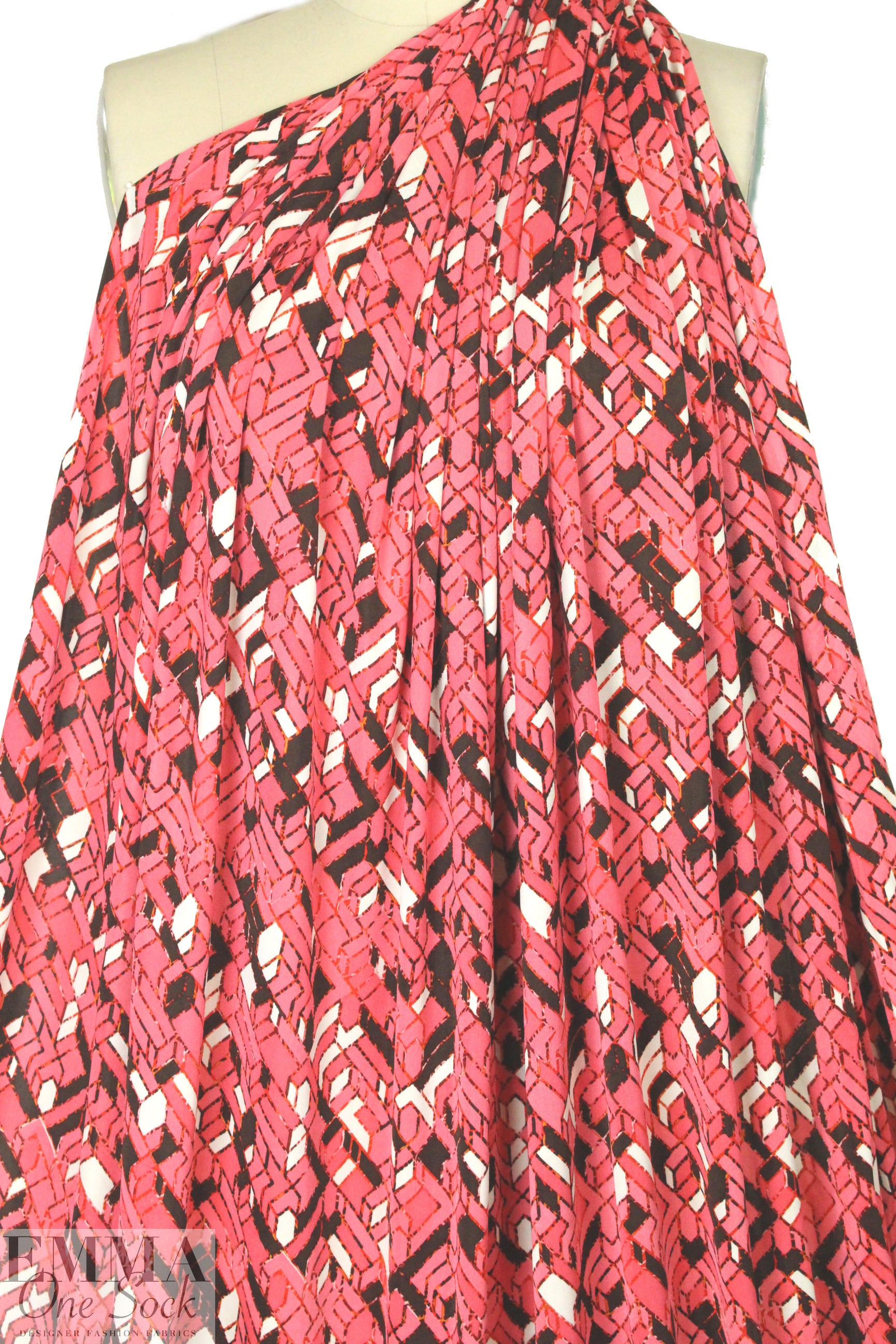 NY designer viscose matte jersey - rouge graphic