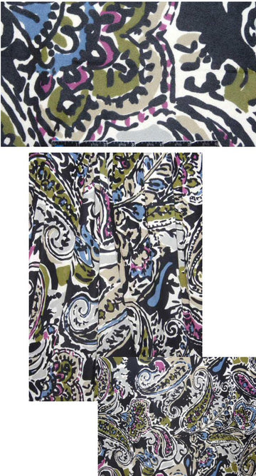 NY designer stylized paisley silk jersey