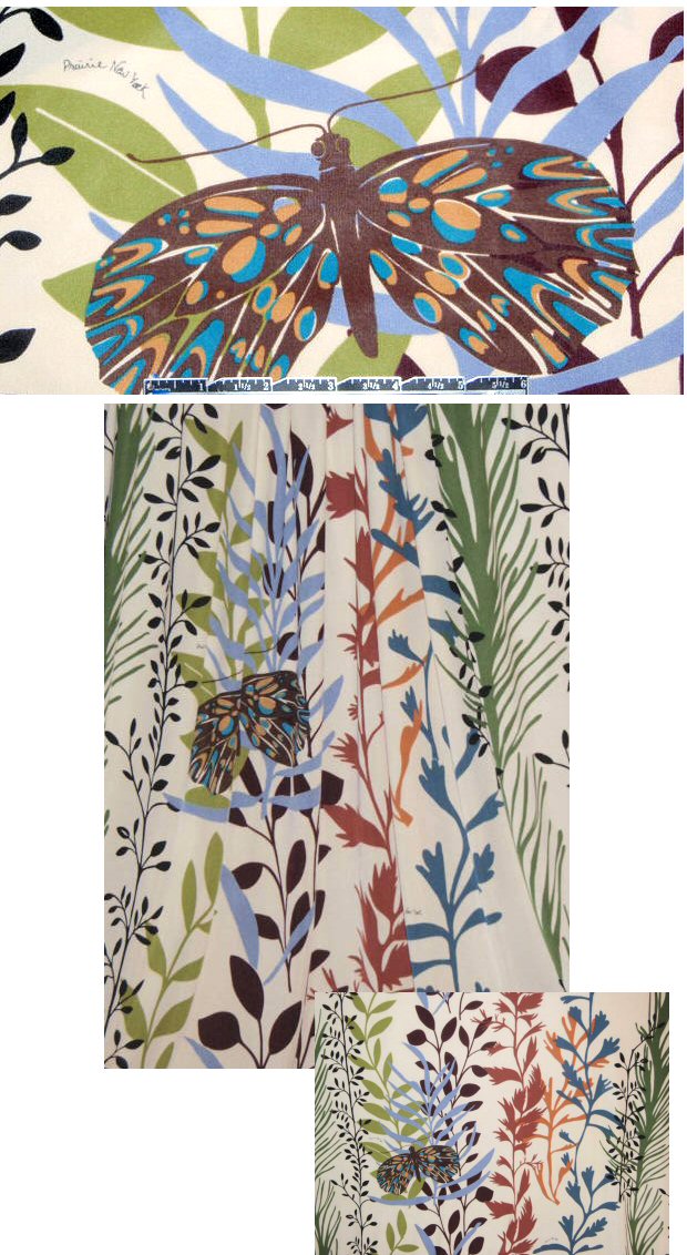 Prairie NY butterfly garden print silk jersey 1 yard