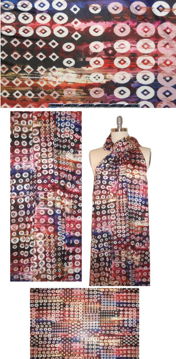 NY designer aubergine/rouge graphic silk jersey