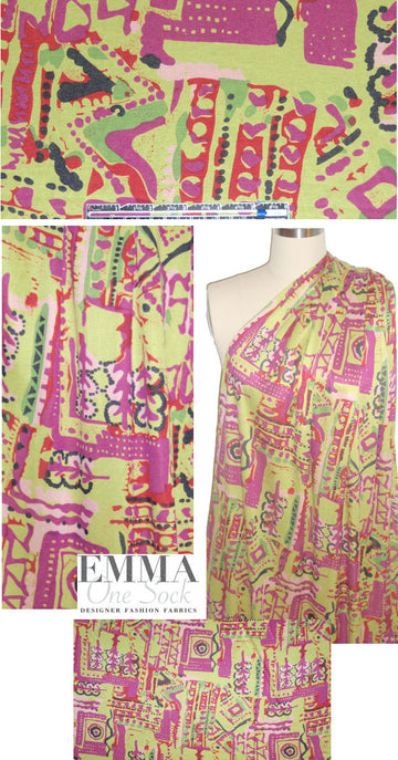 NY designer silk/cotton jersey - sulpher/pink