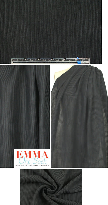 linen/silk textured rib woven - black 2 yds