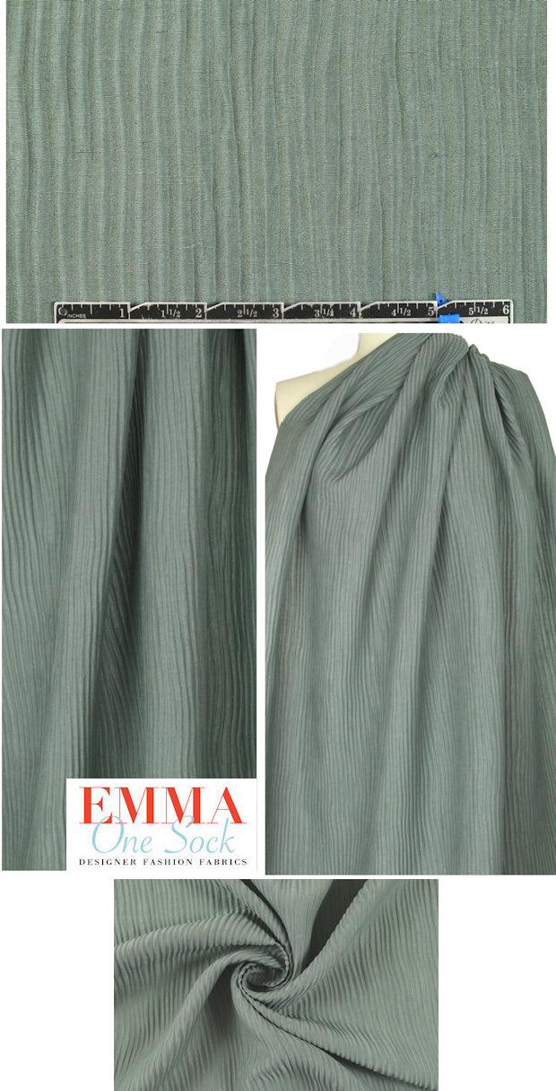 linen/silk textured rib woven - celadon 1.625 yd