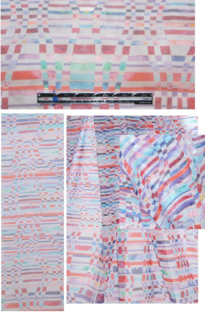 Sun0 digital mosaic print stretch silk chiffon 1.375 yd