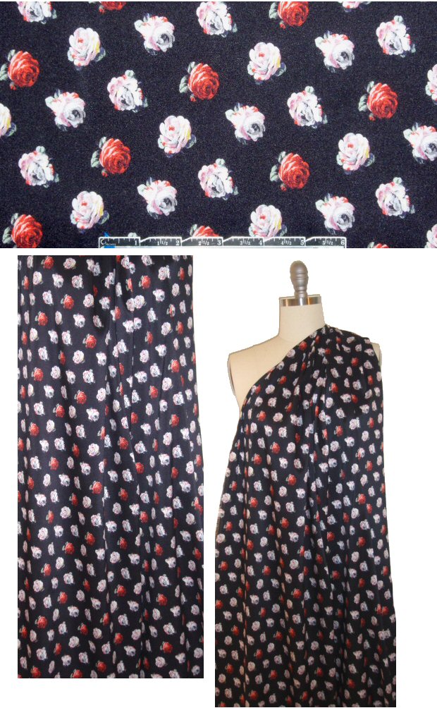 Sun0  'a rose is a rose' silk stretch blouseweight 1.625 yd