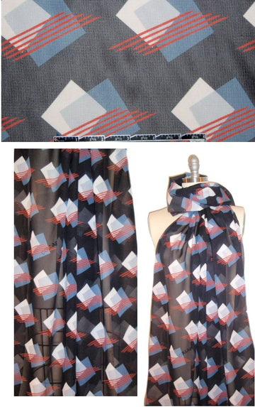 Sun0 edgy graphic motif mesh silk sheer 1.125 yds