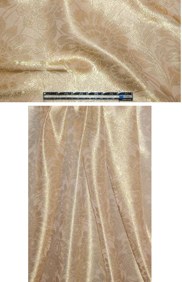 Italian gold metallic/nude silk sheer floral fancy