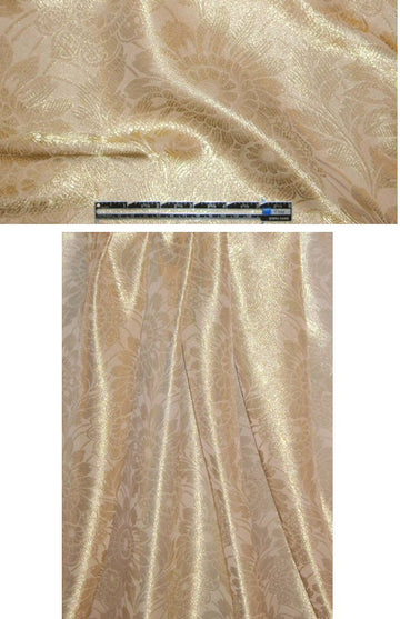 Italian gold metallic/nude silk sheer floral fancy