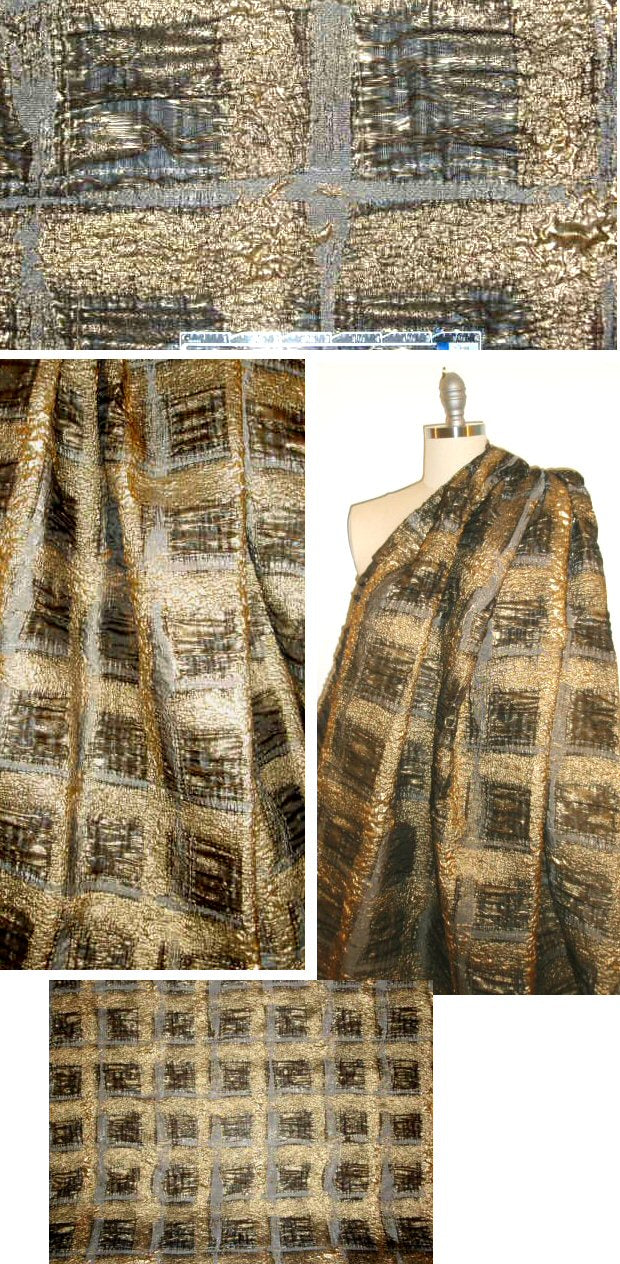 Car0lina Herrera golden grid metallic organza 1.375 yd