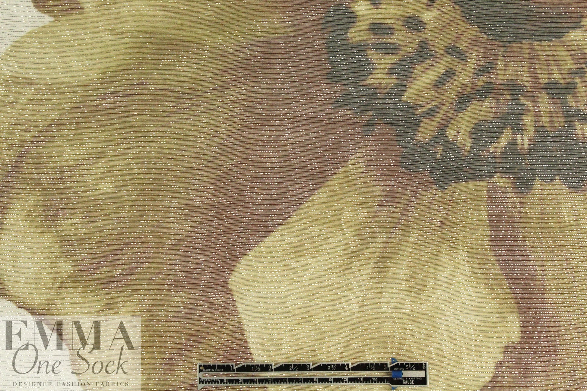 Carmen Marc Va1vo gold flower metallic silk sheer