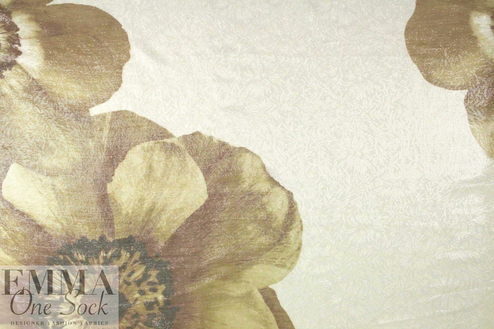 Carmen Marc Va1vo gold flower metallic silk sheer 2 yd