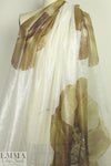 Carmen Marc Va1vo gold flower metallic silk sheer