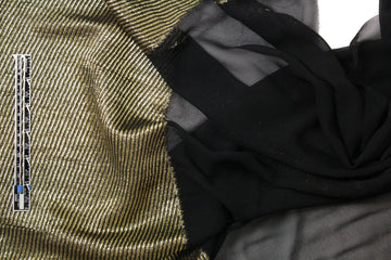 Derek L@m gold metallic selvage silk sheer - black 3 yd