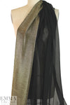 Derek L@m gold metallic selvage silk sheer - black 1.66 yd
