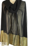 Derek L@m gold metallic selvage silk sheer - black 3 yd