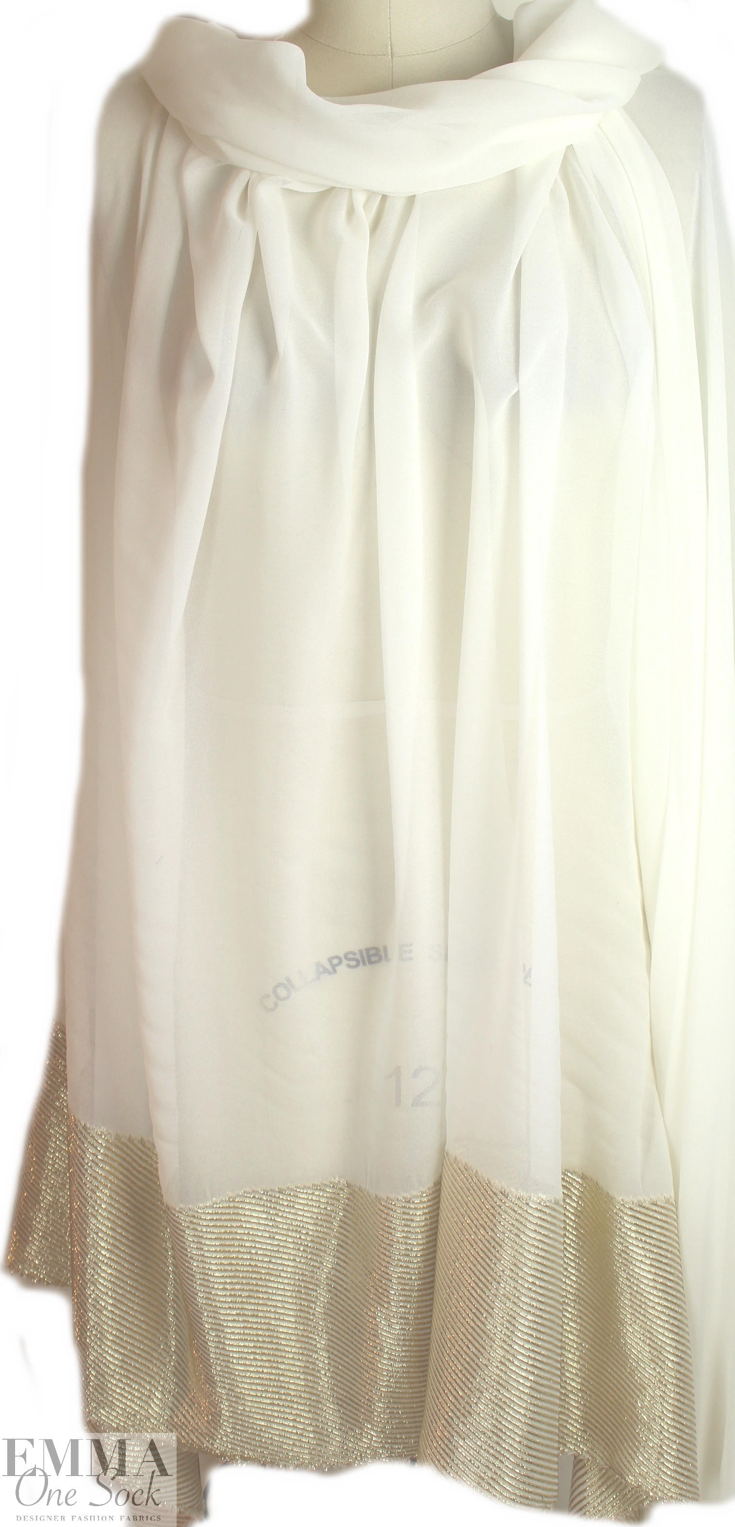 Derek L@m gold metallic selvage silk sheer - cream