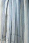 NY designer silk chiffon, dusty blues/silver metallic