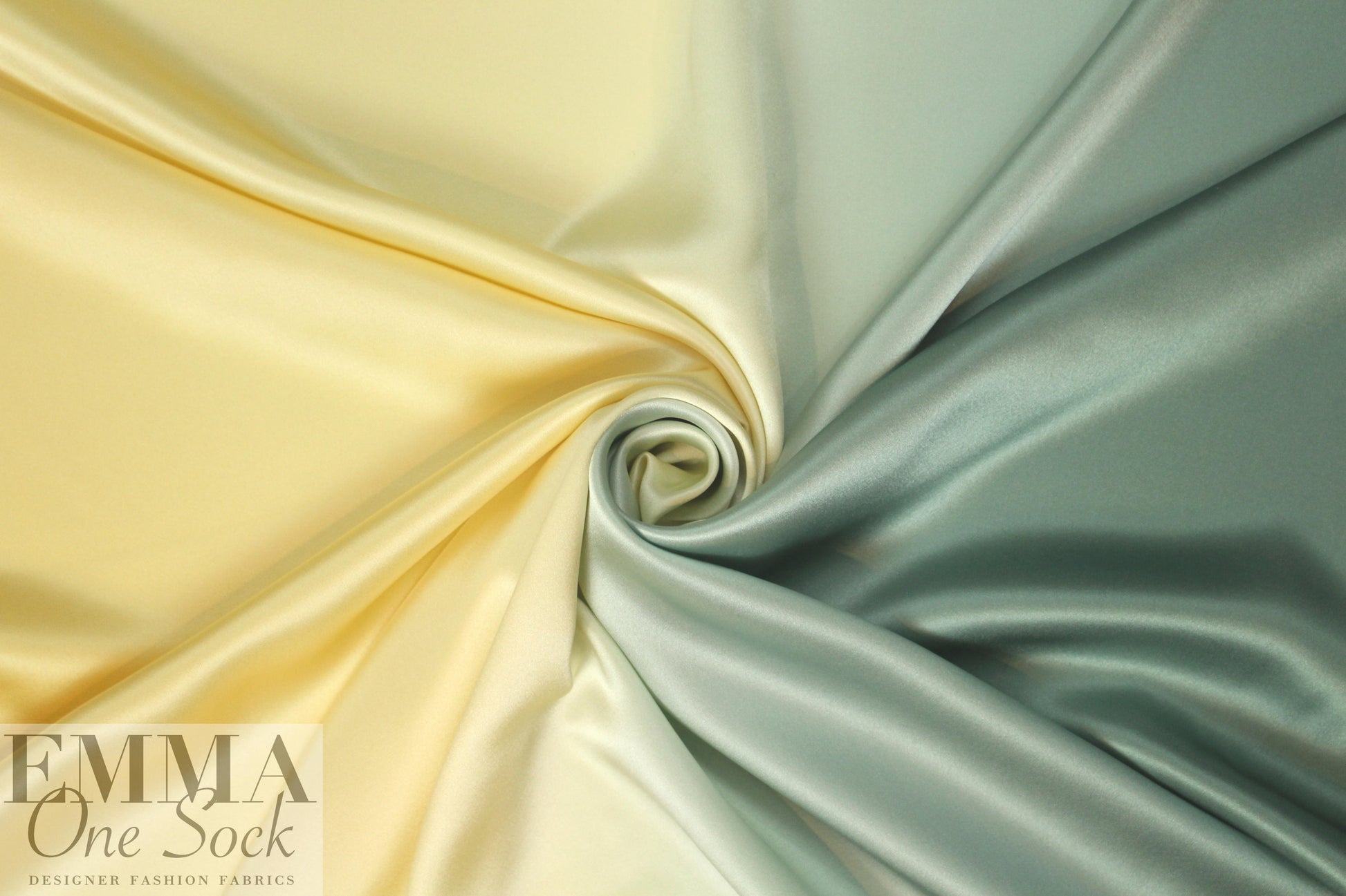 CA designer silk ombre charmeuse - butter/celadon