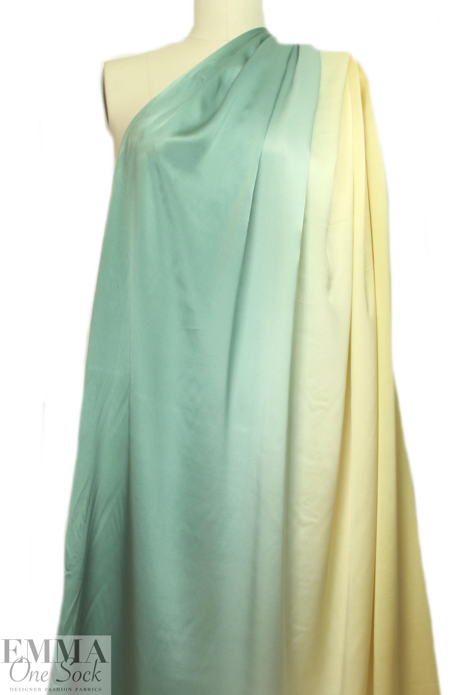 CA designer silk ombre charmeuse - butter/celadon