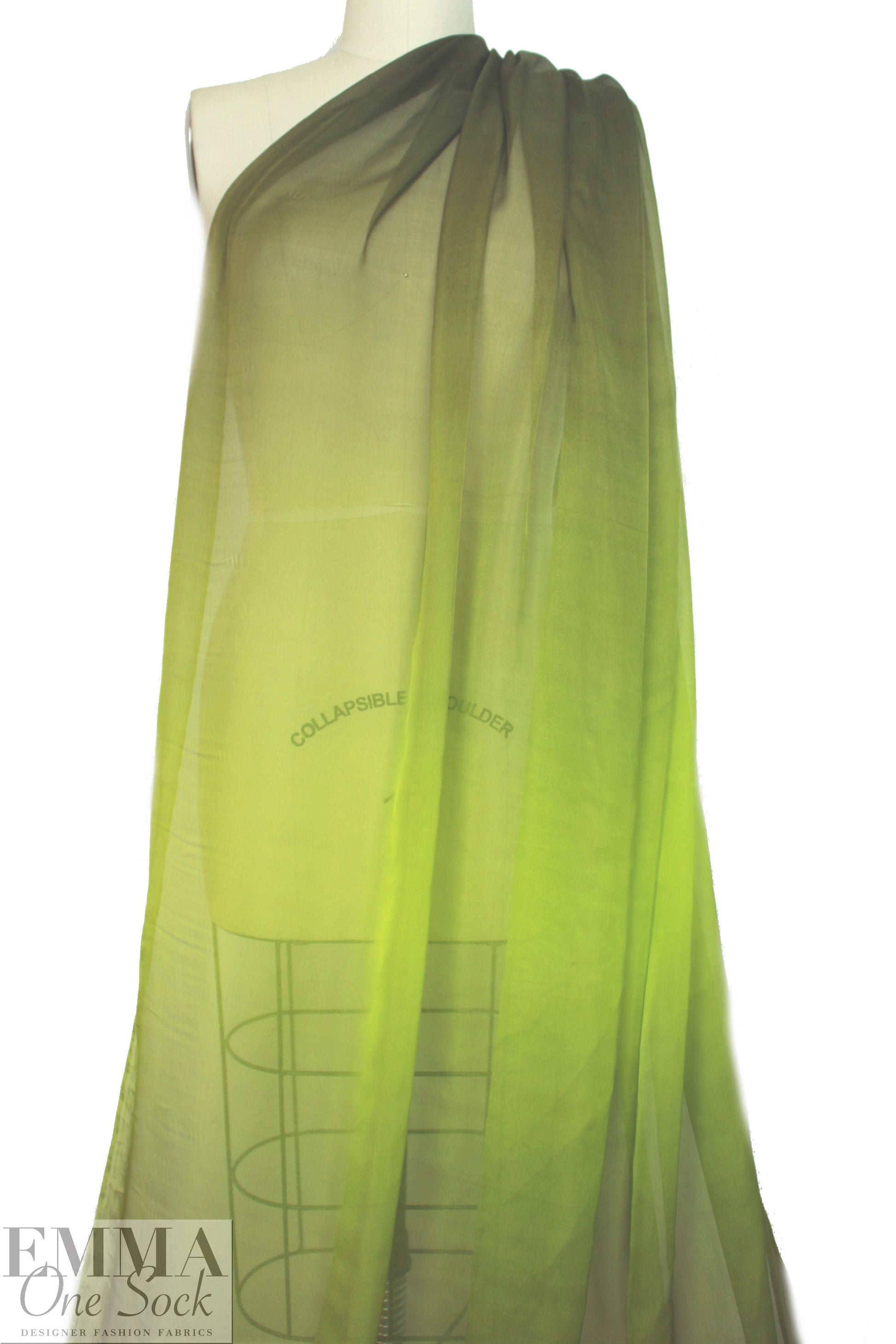 Caroline C0nstas silk ombre chiffon - greens 1.25 yds