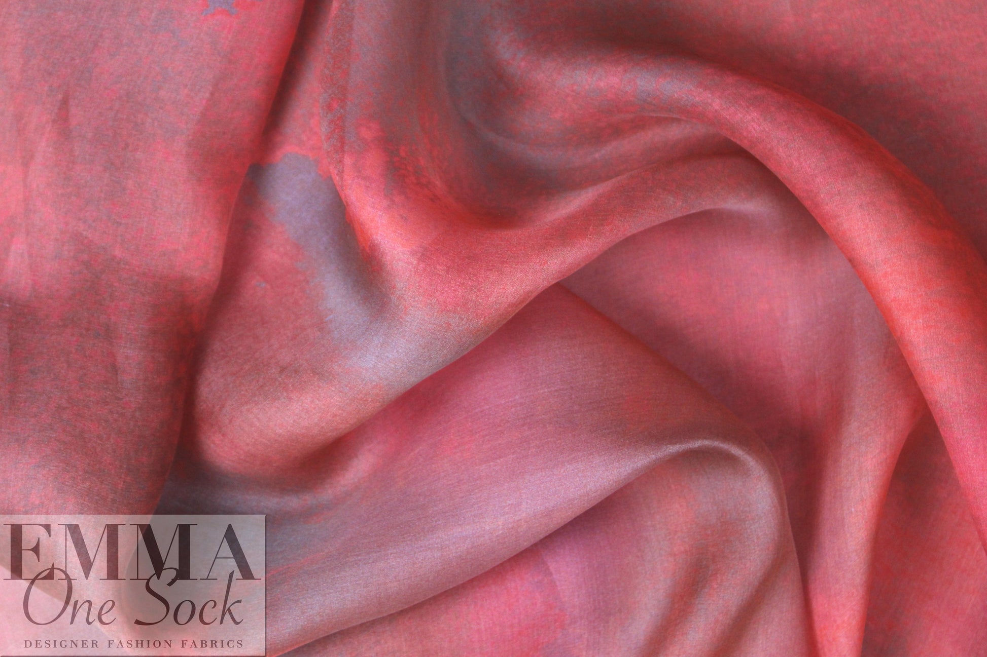 Italian shades of red abstract printed silk organza 2 yds