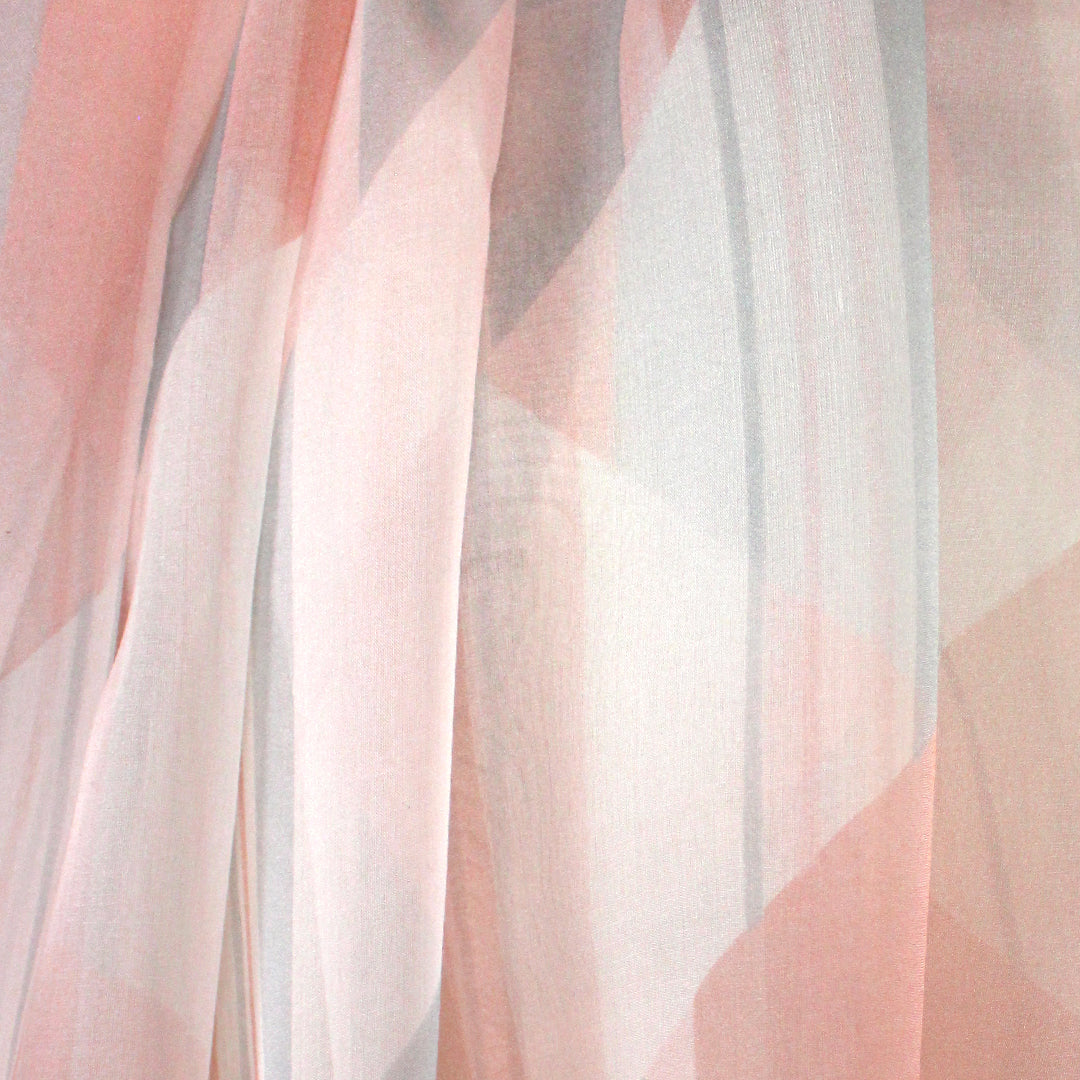 French geometric printed silk organza - powder pink/gray 3 yds