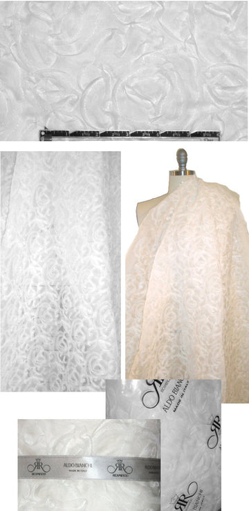A1do Bianchi silk applique' rosette organza - white