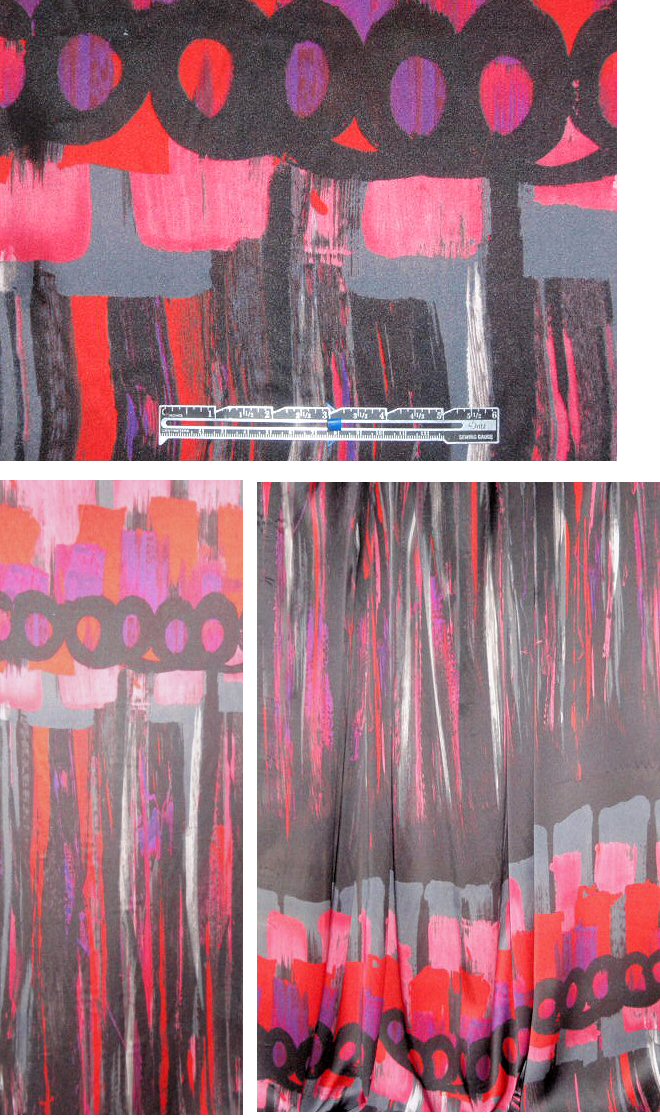 Italian modern art abstract silk charmeuse panel