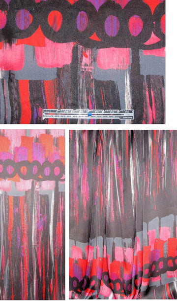 Italian modern art abstract silk charmeuse panel