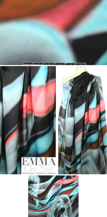 Italian luminous abstract panel silk charmeuse