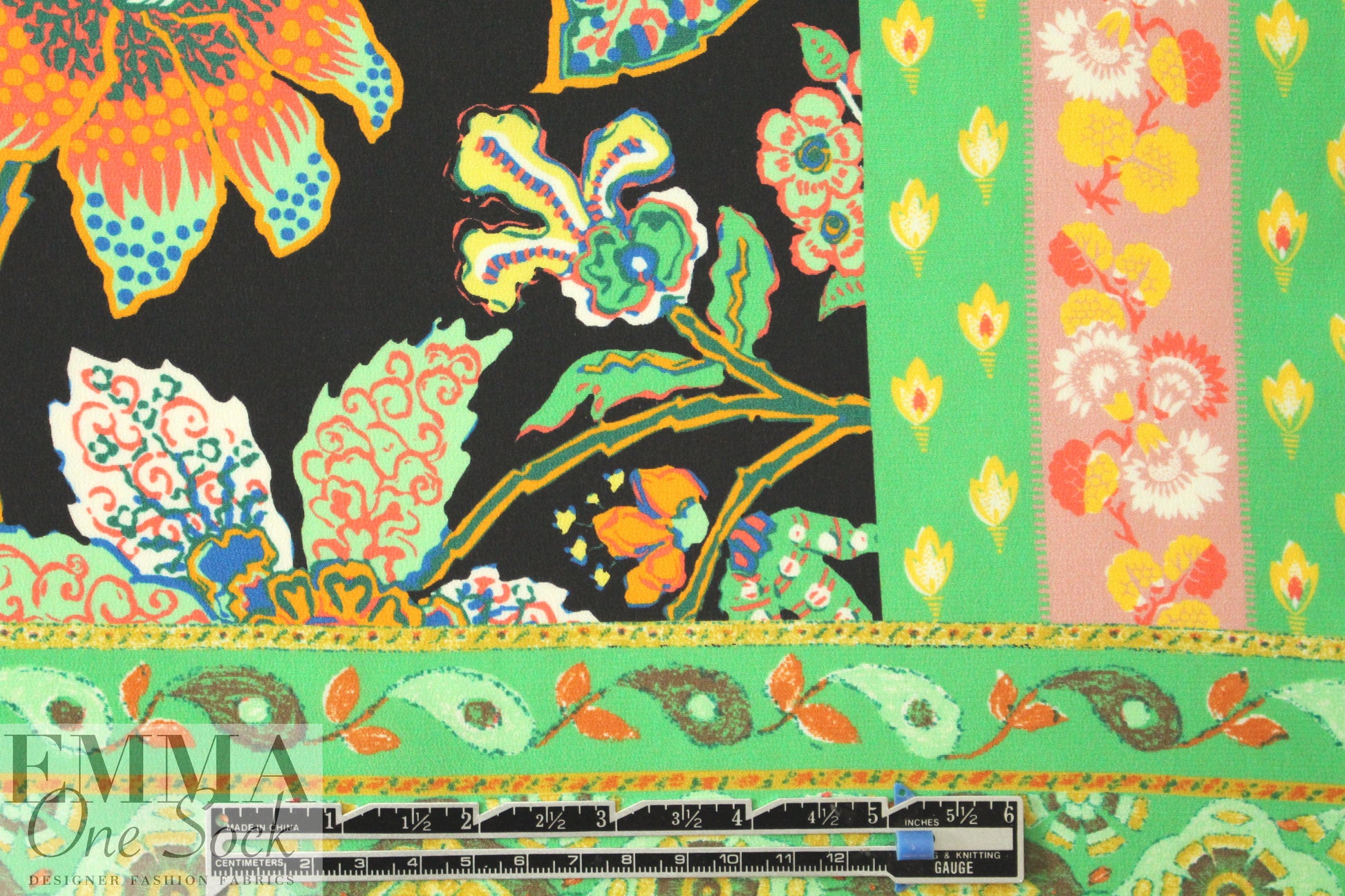 Italian decorative floral panel silk blouseweight
