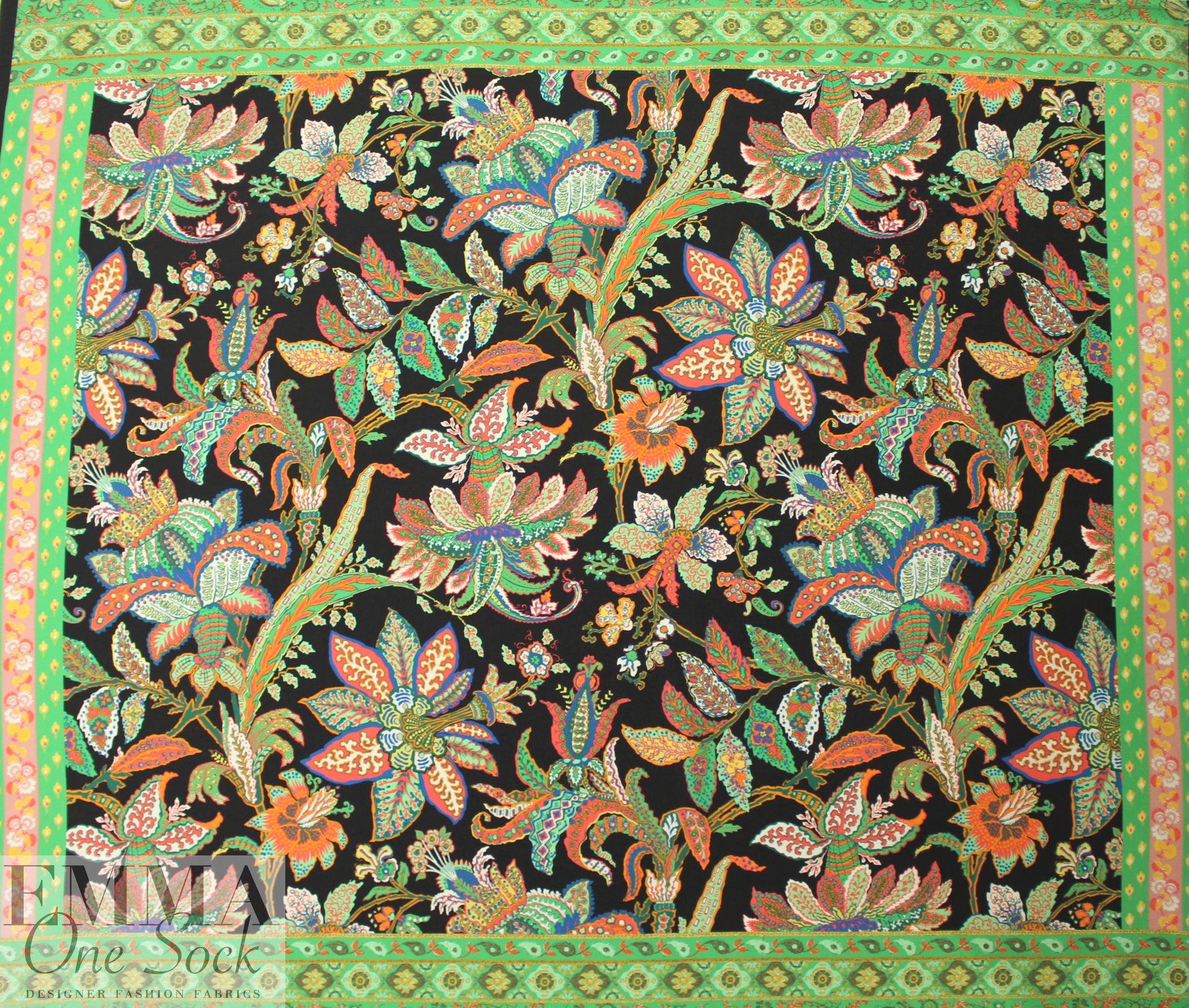 Italian decorative floral panel silk blouseweight