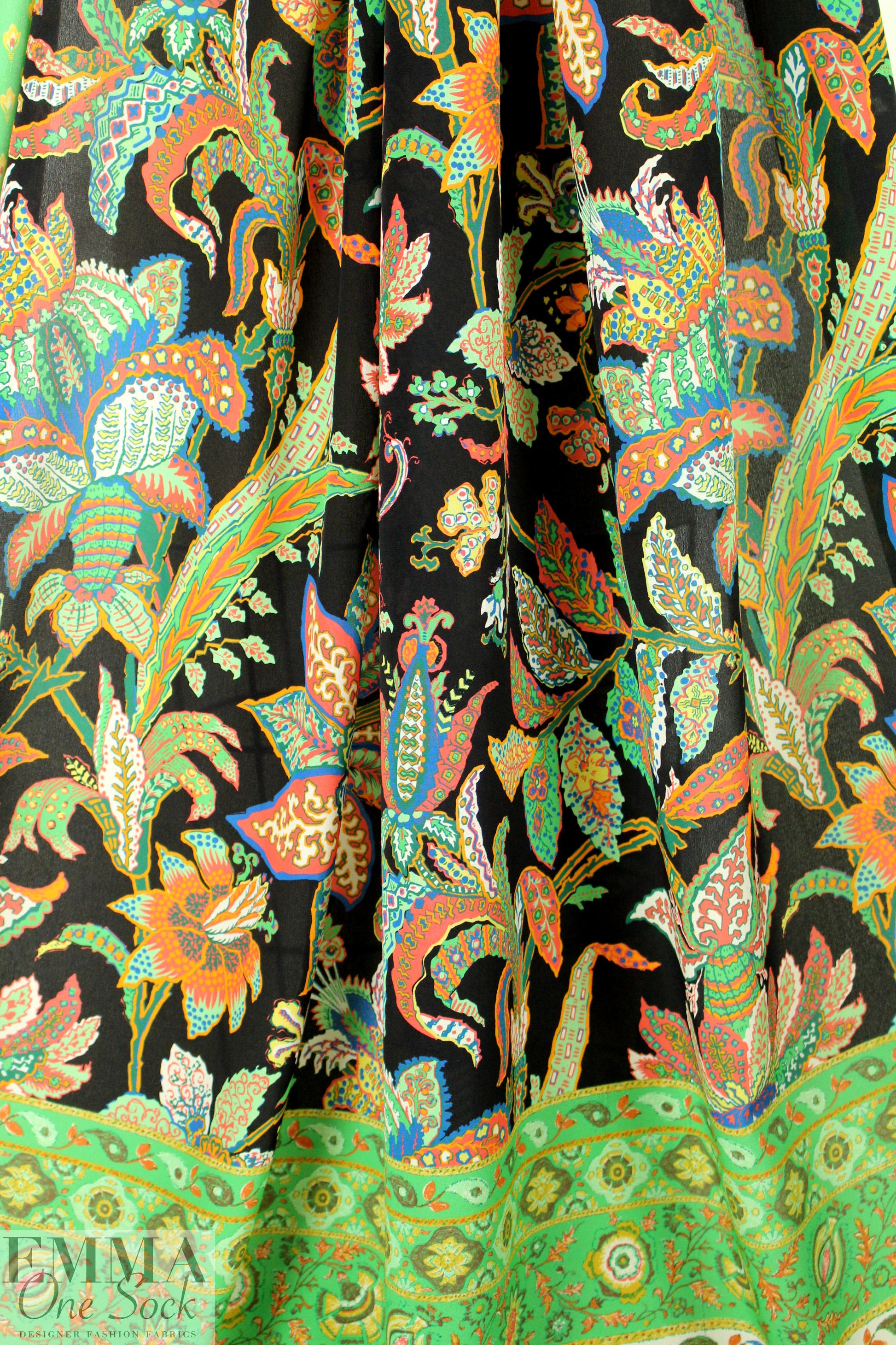 Italian decorative floral panel silk blouseweight