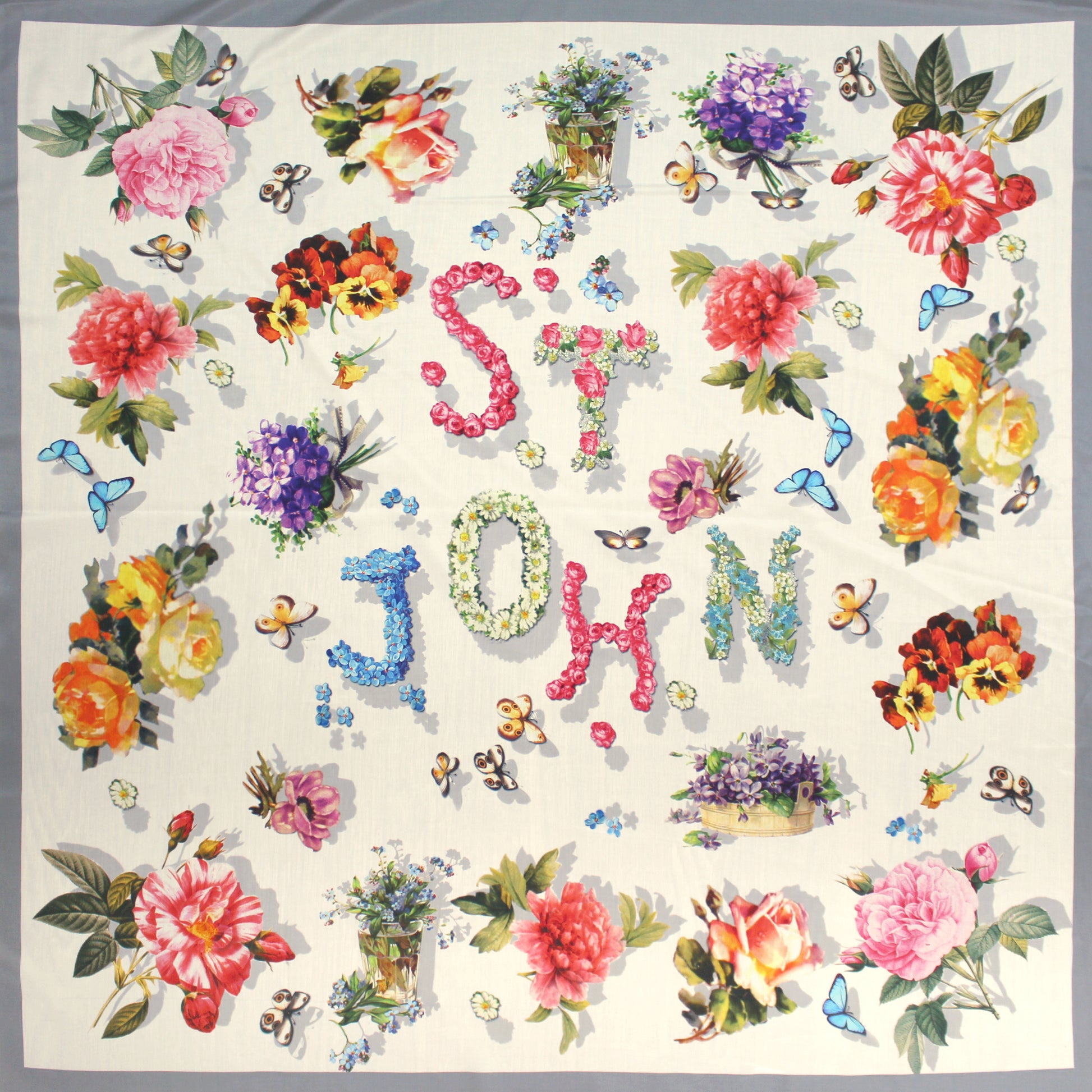 St. J0hn floral logo silk crepe de chine panel