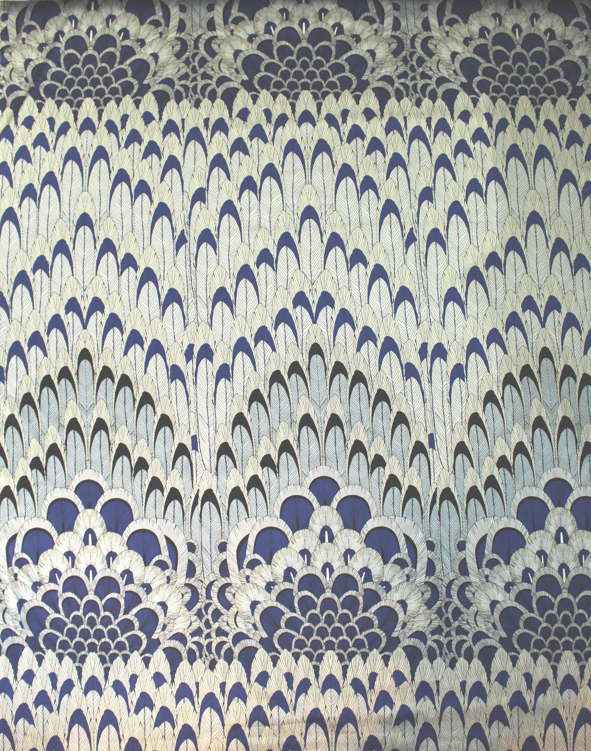 Italian feathered scallop border print silk stretch woven