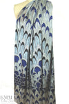 Italian feathered scallop border print silk stretch woven