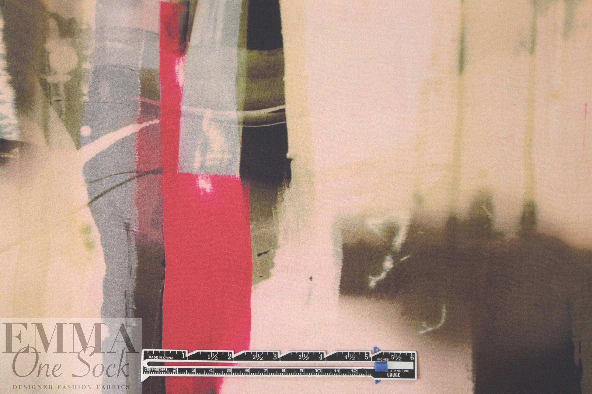 NY designer painterly abstract panel silk georgette