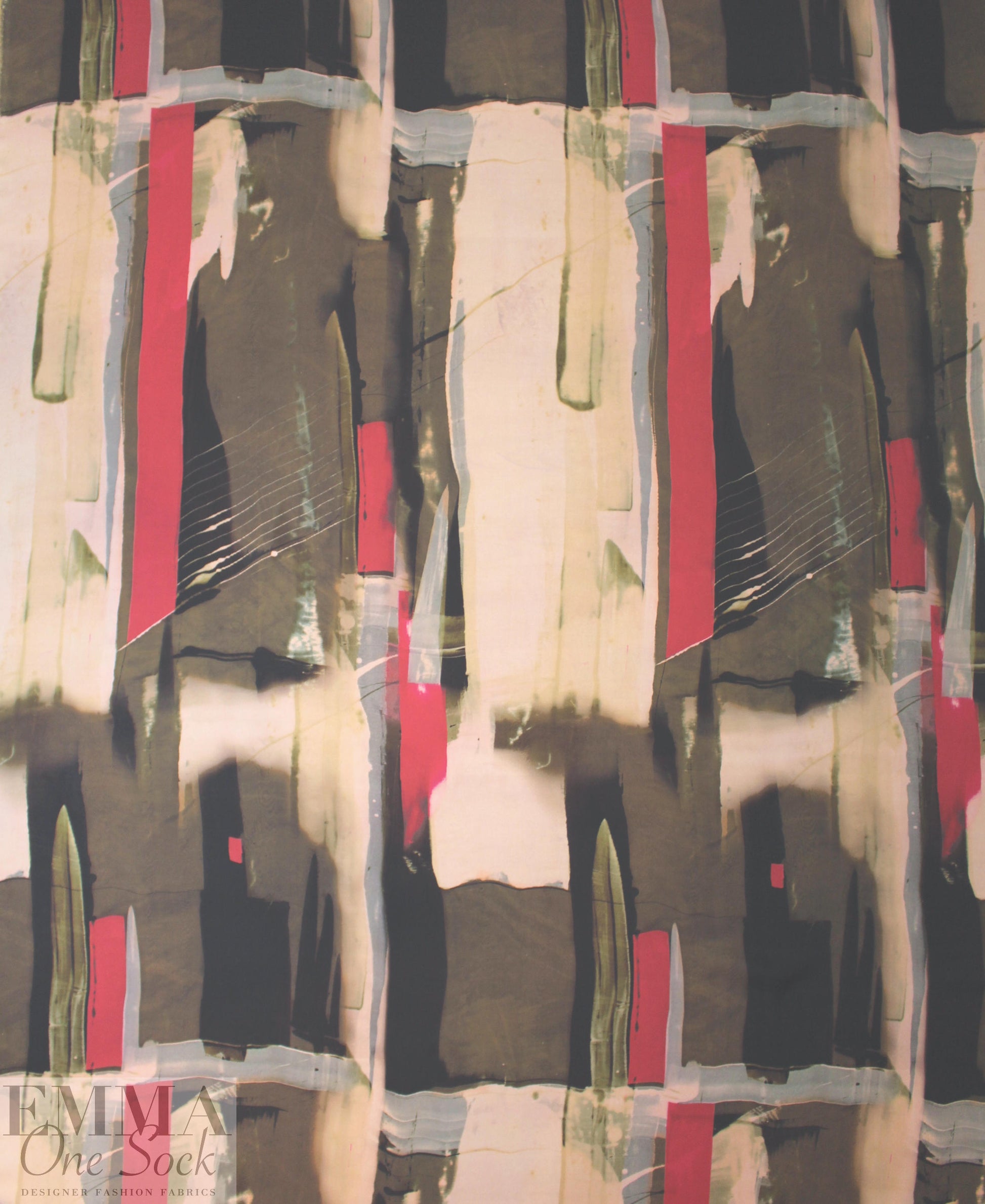 NY designer painterly abstract panel silk georgette
