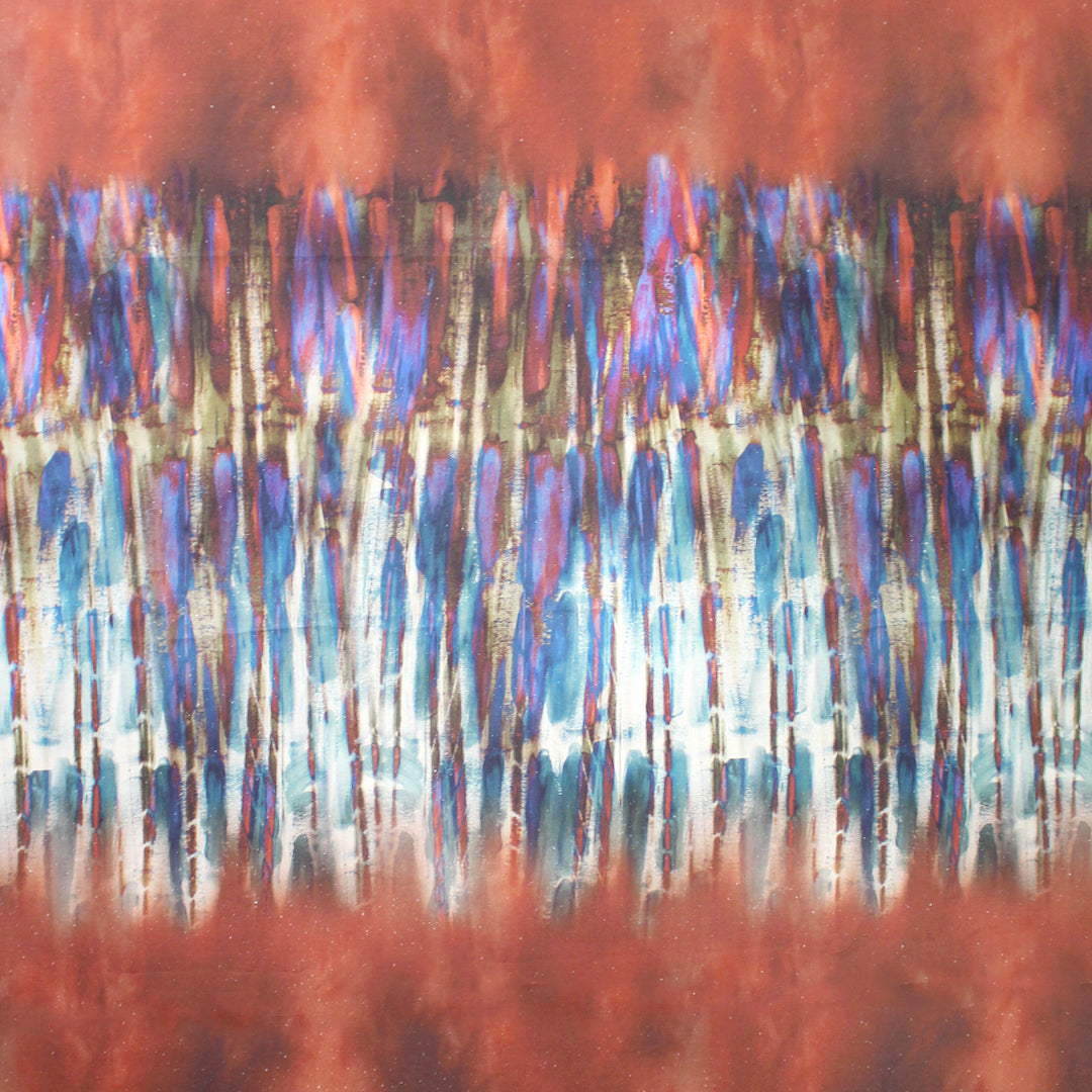 French 'northern lights' silk woven panel - cinnabar 1 yard / 1 Panel