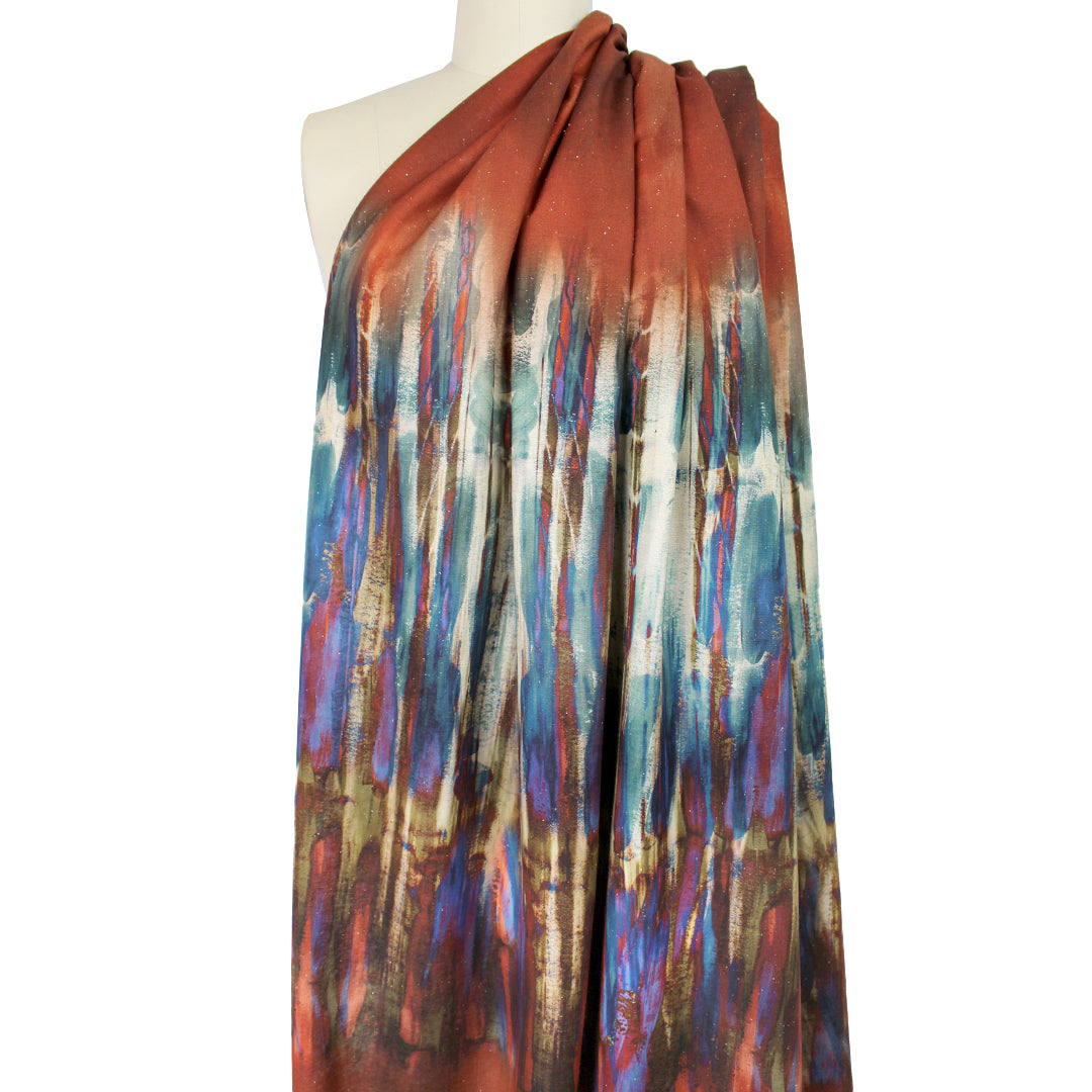French 'northern lights' silk woven panel - cinnabar 1 yard / 1 Panel