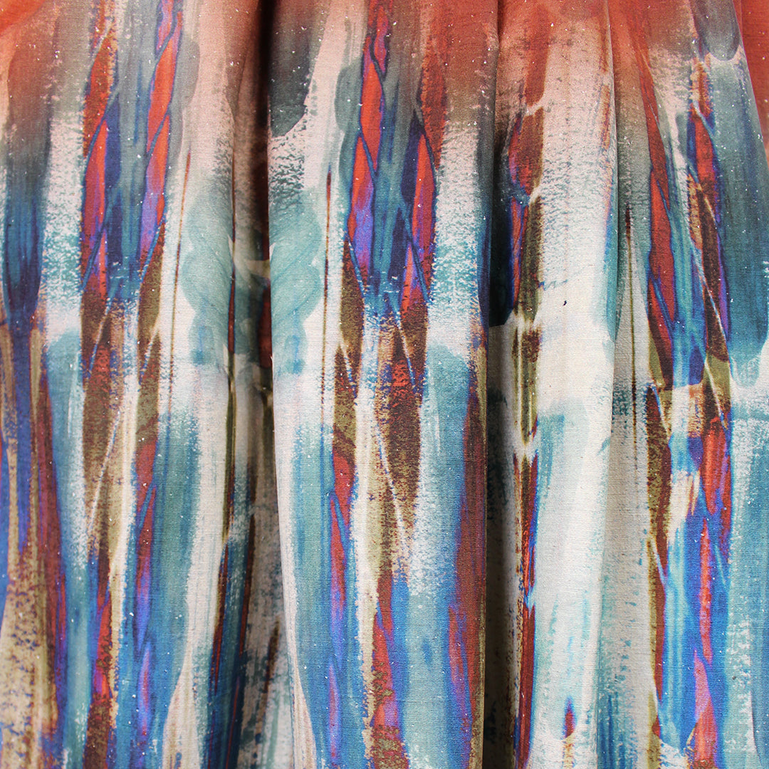Italian 'northern lights' silk woven panel - cinnabar 2 yds - 2 Panels