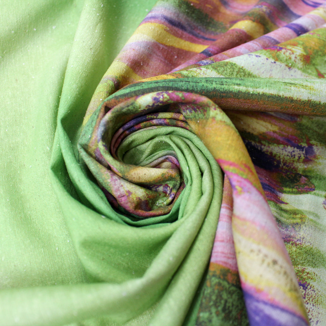 Italian 'northern lights' panel - spring green 1 yard/panel