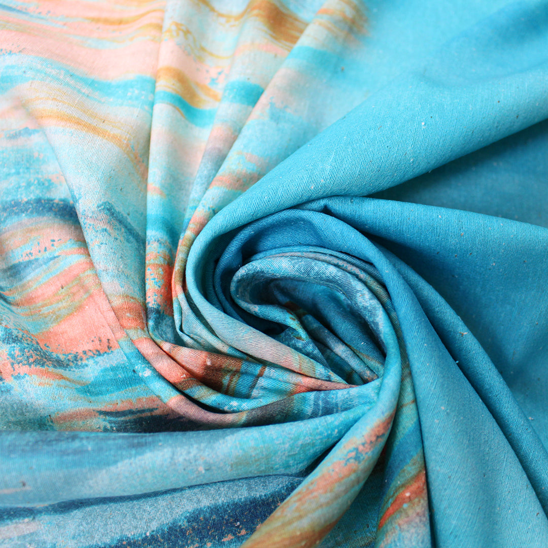 Italian 'northern lights' silk noil woven panel - sky 1 yard - 1 Panel