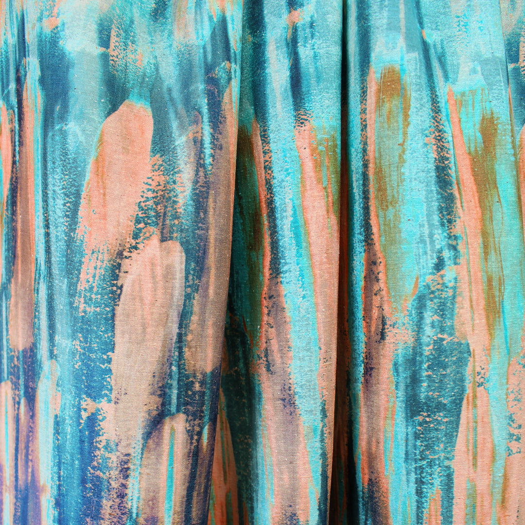 Italian 'northern lights' silk noil woven panel - sky 2 yard/panel