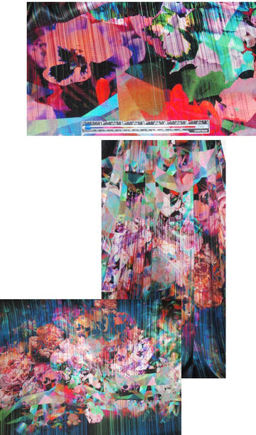 Italian deconstructed pansy abstract silk charmeuse