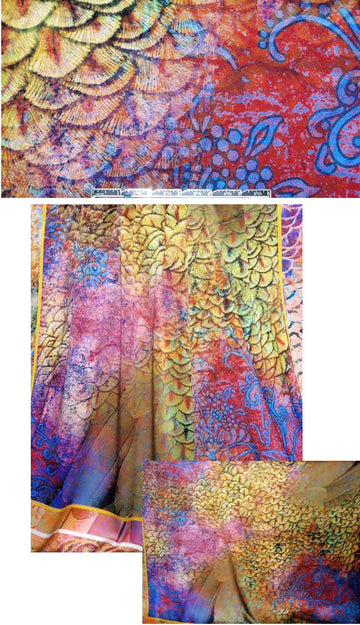 Italian feathery fantasy abstract silk charmeuse